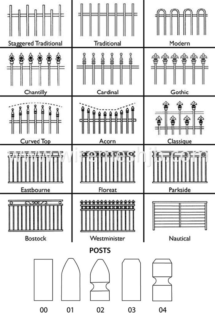 Black Color Zinc Steel Wrought Iron Fence